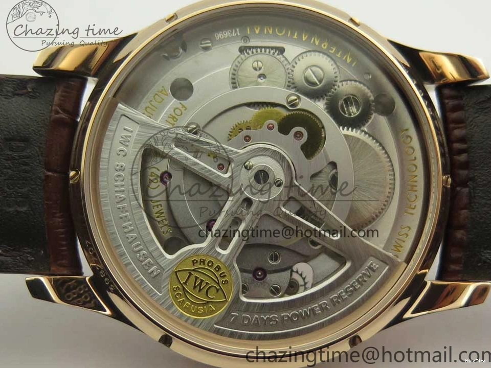 MIROTIME 0501 Portuguese Tourbillon IW5463 RG ZF Best Edition White Dial on Brown Leather Strap Stylish 7174